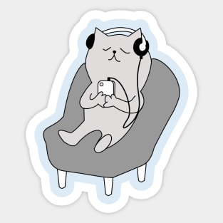 Cat Chillin To Music Sticker